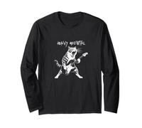 Cool Cat Jouant de la Guitare, Heavy Meowtal Metal Punk Rock Fan Manche Longue