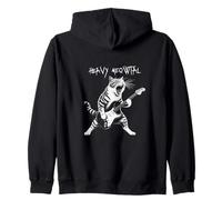 Cool Cat Jouant de la Guitare, Heavy Meowtal Metal Punk Rock Fan Sweat à Capuche