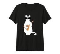 Cool Cat Lunettes de Soleil Jouant d'un ukulélé Fluke Balalaika T-Shirt Haut de Gamme