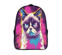 cool chat grincheux imprimé 3d sac à dos 12 ans et plus à la mode durable animal sac à dos de grande capacité hommes femmes décontracté livre sac 2 compartiment-16,pour l'école les voyages affaires