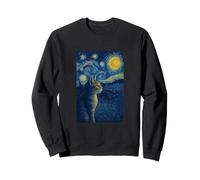 Cool Chat Heureux dans la Nuit étoilée Peinture Concept Art Sweatshirt