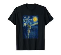 Cool Chat Heureux dans la Nuit étoilée Peinture Concept Art T-Shirt
