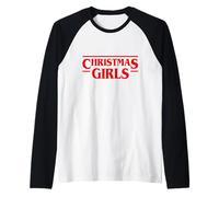 Cool Christmas Girls Illustration Novelty Graphic Designs Manche Raglan