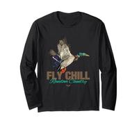 Cool Colorful Mallard Duck Fly Chill Random Country Graphic Manche Longue