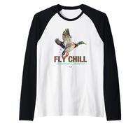 Cool Colorful Mallard Duck Fly Chill Random Country Graphic Manche Raglan