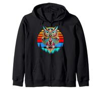 Cool Colorful Owl Jungle Sunset Graphic Illustration Owl Sweat à Capuche