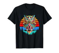 Cool Colorful Owl Jungle Sunset Graphic Illustration Owl T-Shirt