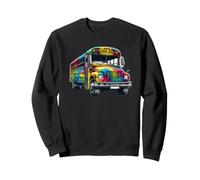 Cool Colorful Tie Dye School Bus Graphic Bus Driver Teacher Sweatshirt