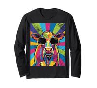 Cool Cow Pop Art for Men Women Dairy Farmer Farming Moo Cows Manche Longue