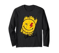 Cool Crazy Sarcastic Happy Face Illustration Graphic Manche Longue