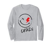 Cool Crazy Sarcastic Happy Face Illustration Graphic Manche Longue