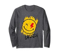 Cool Crazy Sarcastic Power Happy Face Illustration Graphic Manche Longue