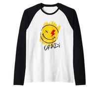 Cool Crazy Sarcastic Power Happy Face Illustration Graphic Manche Raglan