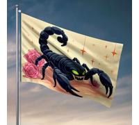 Cool Decor For Guys Room A Black Scorpion with Glow Green Eyes Is Entouré de roses roses. Drapeau Happy Camper Cadeaux de chambre pour filles (30 x 45 cm)