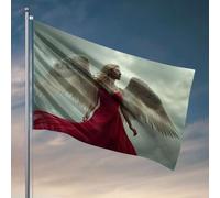 Cool Decor For Guys Room Angel in Red Dress With White Wings. Flag Happy Camper Gifts Drapeaux de chambre pour filles (152 x 244 cm)