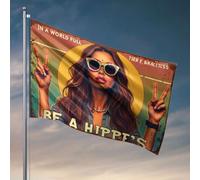 Cool Decor For Guys Room Be A Hippie'S Peace Sign Flag Happy Camper Gifts Drapeaux de chambre pour filles (30 x 45 cm)