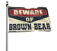 Cool Decor For Guys Room Beware Of Brown Bear Flag Home Bar Accessoires Musique Decor (60 x 90 cm)