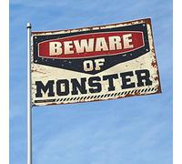 Cool Decor For Guys Room Beware Of Monster Flag Home Bar Accessoires Musique Decor (60 x 90 cm)