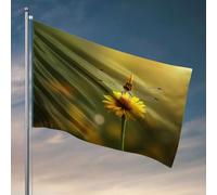 Cool Decor For Guys Room Libellule sur une fleur jaune. Drapeau pour décoration de chambre d'homme, support de drapeau de jardin (152 x 244 cm)