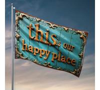 Cool Decor For Guys Room Panneau en bois vintage : « This Is Our Happy Place » Drapeaux pour chambre de gars, décoration amusante pour homme (60 x 90 cm)