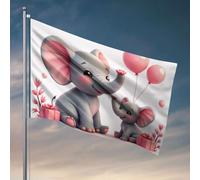 Cool Decor For Guys Room Two Cute Elephants tenant des ballons roses. Drapeau pour décoration de chambre d'homme, support de drapeau de jardin (30 x 45 cm)