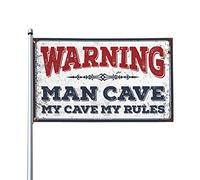Cool Decor For Guys Room Warning Man Cave My Cave My Rules Drapeau Home Bar Accessoires Musique Décor (152 x 244 cm)