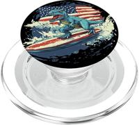 Cool Dinosaure Surfeur avec Drapeau USA pour Garçons et Filles PopSockets PopGrip pour MagSafe