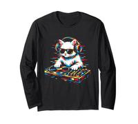 Cool DJ Cat Music Mixing Casque de mixage Design Platine Manche Longue