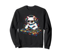 Cool DJ Cat Music Mixing Casque de mixage Design Platine Sweatshirt