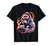 Cool DJ Gorilla Casque de style graffiti Art Ape T-Shirt