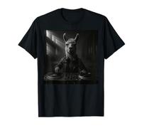 Cool DJ Llama avec Casque et Veste en Cuir dans Le Club T-Shirt