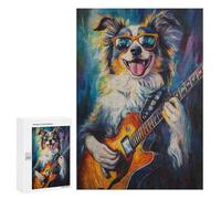 Cool Dog Playing Guitar Art Print Puzzle 1000 Pièces Educa Jouet en Bois Cadeau Unique Décoration Intérieure Jeu Éducatif Challenge Toy Adultes Et Enfants À Partir De 14 Ans 300 PCS