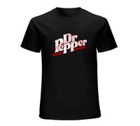 Cool Dr Pepper Cotton Round Neck Tee Shirt for Men Black S