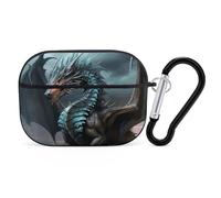 Cool Dragon Coque pour AirPod Pro, coque rigide anti-rayures en polycarbonate avec porte-clés, accessoires pour AirPod Pro 2e/1ère coque pour homme et femme, style noir