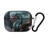 Cool Dragon Coque pour AirPods Pro 2, coque de protection rigide antichoc pour homme et femme, compatible avec Airpod Pro 2e/1ère génération avec porte-clés - Noir