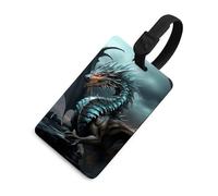 Cool Dragon Étiquettes de bagage avec carte d'identité, étiquettes de sac de voyage durables, étiquettes étanches pour valises, sacs à dos et valises de voyage, style noir