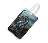 Cool Dragon Étiquettes de bagage avec carte d'identité, étiquettes de sac de voyage durables, étiquettes étanches pour valises, sacs à dos et valises de voyage, style blanc