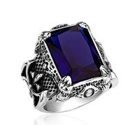 Cool Dragon Griffe Anneau avec Rouge/Bleu/Noir Pierre en Acier Inoxydable CZ Anneau Homme Vintage Rock Hip-Hop Punk Locomotive Bijoux Cadeaux