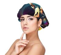 Cool Drums Ensemble de bonnets de nuit imprimés pour femme pour protéger les cheveux, bonnet de nuit confortable pour cheveux bouclés et longs Noir, noir, taille unique