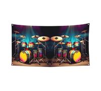 Cool Drums Ensemble de Grande Bannière Imprimée Bannière de Faveurs de Fête D'anniversaire - Décoration à Suspendre pour Cadeaux de Célébration