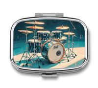 Cool Drums - Pilulier carré portable avec 2 compartiments - Pilulier de vitamines pour poche, sac à main et voyage
