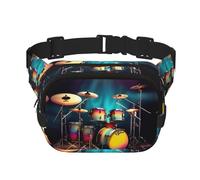 Cool Drums Set Sac banane avec sangle réglable carrée double couche Ceinture Unisexe partout