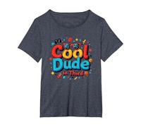 Cool Dude in Third : Un Style de Jeu rétro et Original pour Enfants T-Shirt, Femme Grandes Tailles, Bleu Chiné, 1X