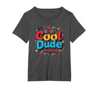 Cool Dude in Third : Un Style de Jeu rétro et Original pour Enfants T-Shirt, Femme Grandes Tailles, Chiné Foncé, 1X