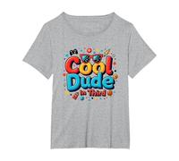 Cool Dude in Third : Un Style de Jeu rétro et Original pour Enfants T-Shirt, Femme Grandes Tailles, Gris Chiné, 1X