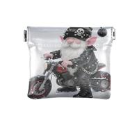Cool Dwarf Riding A Motorcycle Porte-monnaie en cuir PU pour femme Organiseur unique pour cartes et clés