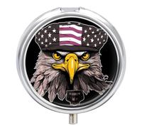 Cool Eagle - Pilulier de voyage à 3 compartiments - Petit pilulier quotidien - Boîte à pilules de voyage ronde en métal pour sac à main