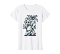 Cool éléphant Glace T-Shirt Graphique avec Valeur, Femme, Blanc, XL