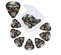 Cool Evil Lot de 12 médiators en forme de tête de mort avec boîte de rangement, 0,46, 0,71, 0,96 mm, comprend des médiators fins et moyennes épaisseurs, abstraits, pour guitare électrique, ukulélé