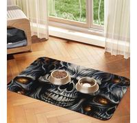 Cool Evil Tapis de nourriture pour chien en forme de tête de mort - 30,5 x 45,7 cm - Antidérapant et super absorbant - Passe au lave-vaisselle - Tapis d'alimentation en caoutchouc à séchage rapide